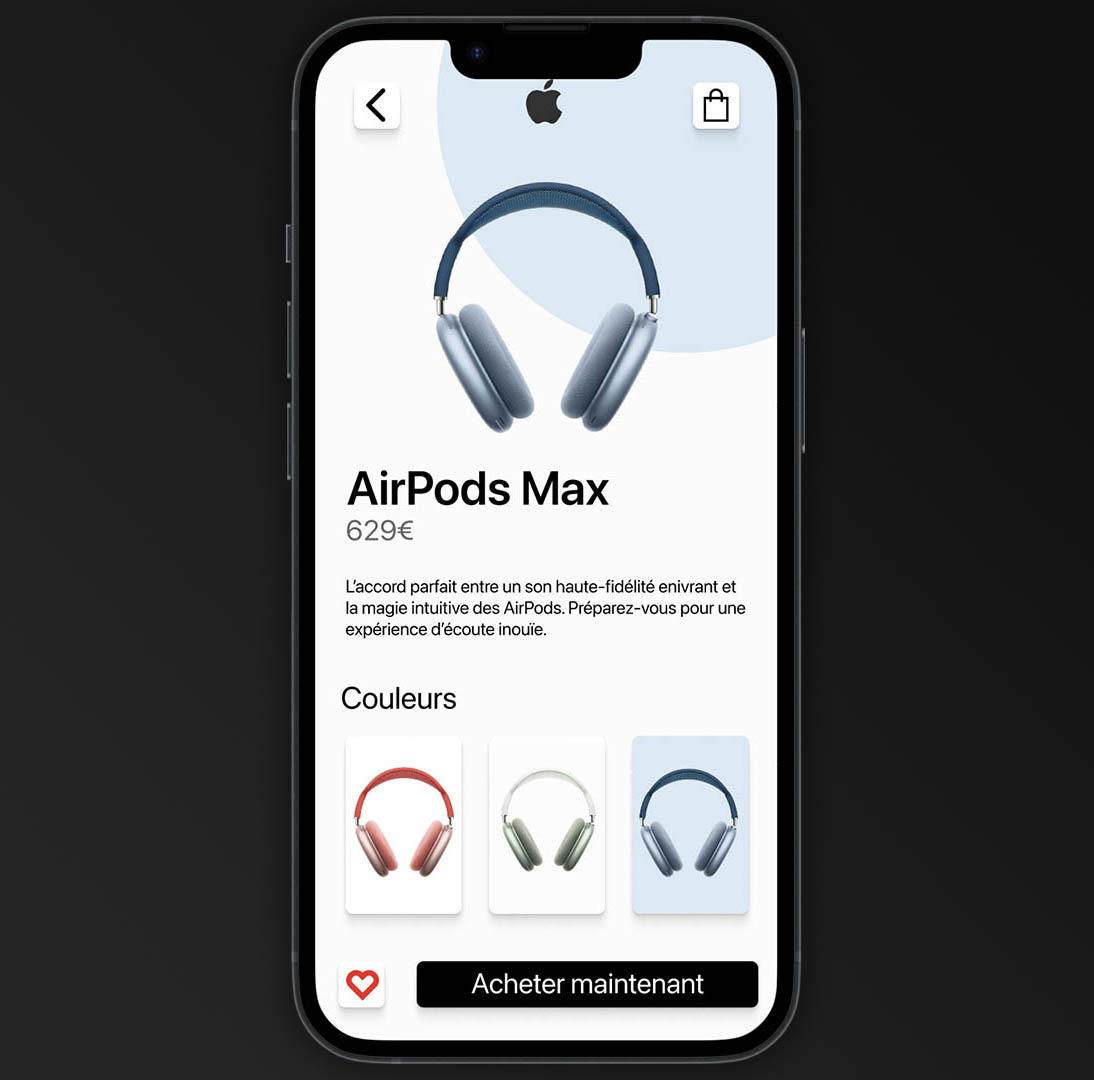 Image d'un prototype créé sur Figma
